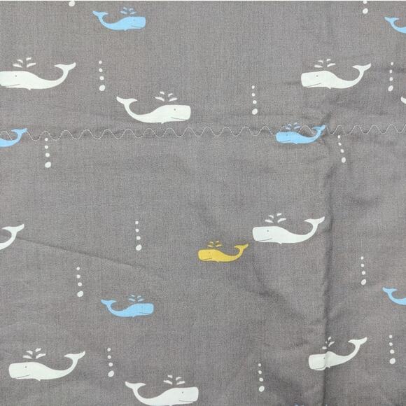 NEW BABY BLANKET Handmade Cotton & Flannel 35x41 Colorful Spouting Whales Fabric - Picture 1 of 6